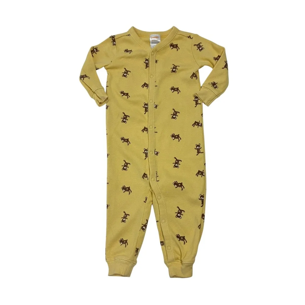 Gymboree Baby 6-12 Months Sleeper Yellow Bear Print Snap Cotton Pajamas 2005
